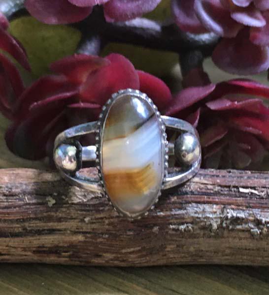 Sterling Silver Agate Ring Sz 5.75 (1 of 4)