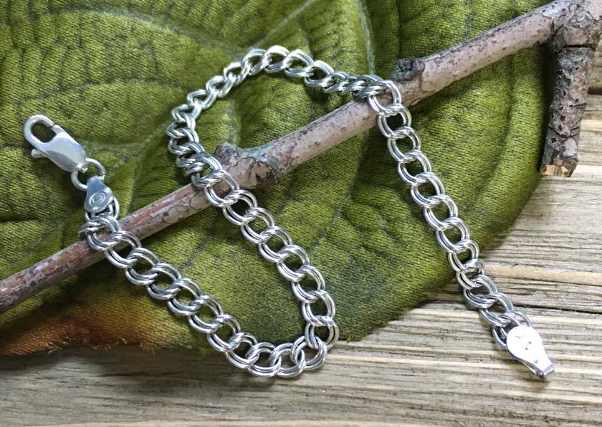 Sterling Silver Double Link Charm Bracelet (1 of 5)