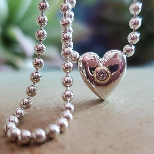 14K Gold & Sterling Diamond Necklace (1 of 4)