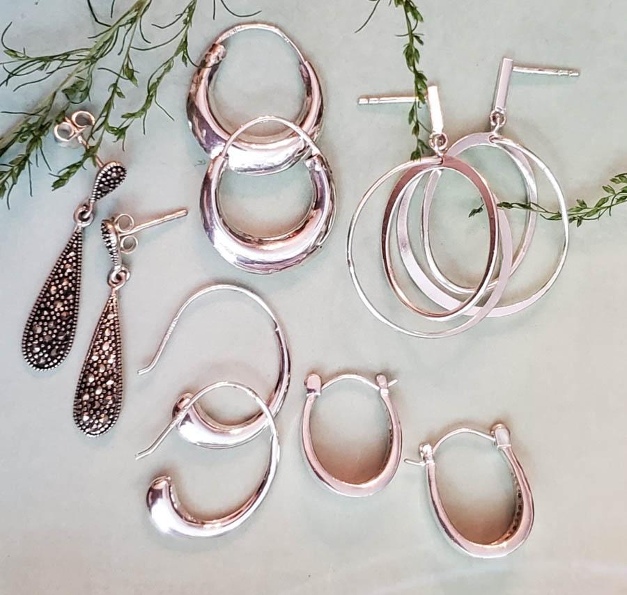 5 Pair Sterling Silver Earrings Lot (1 of 4)