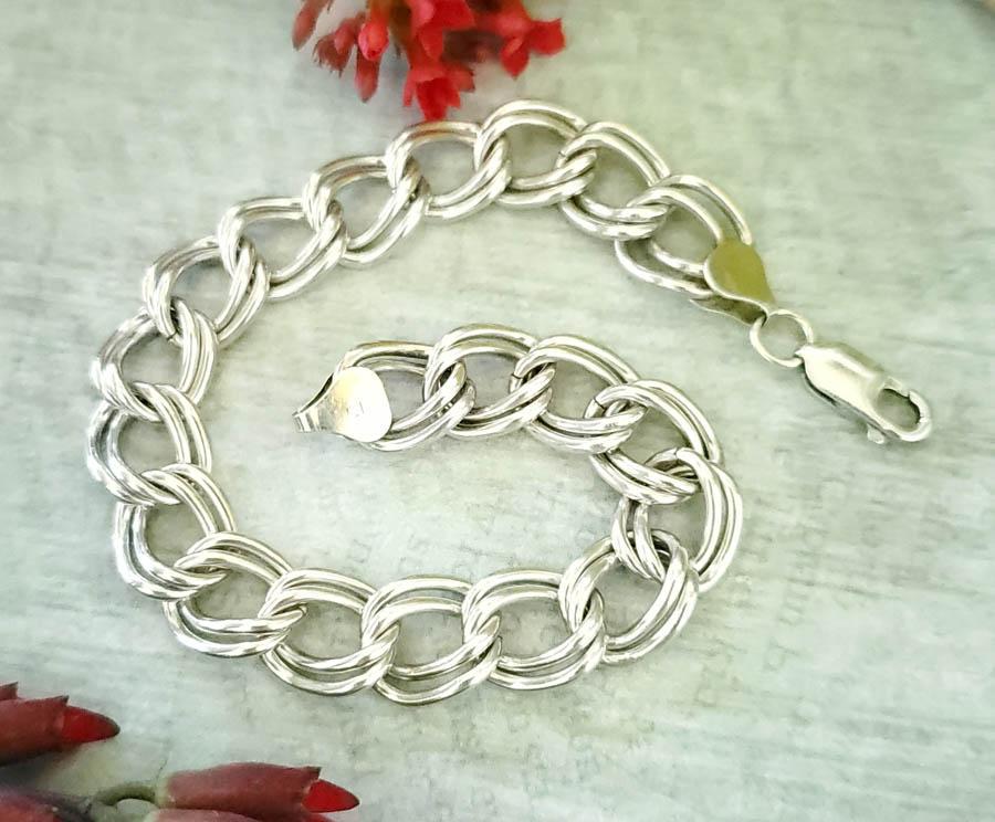 Sterling Silver Double Link Bracelet (1 of 3)