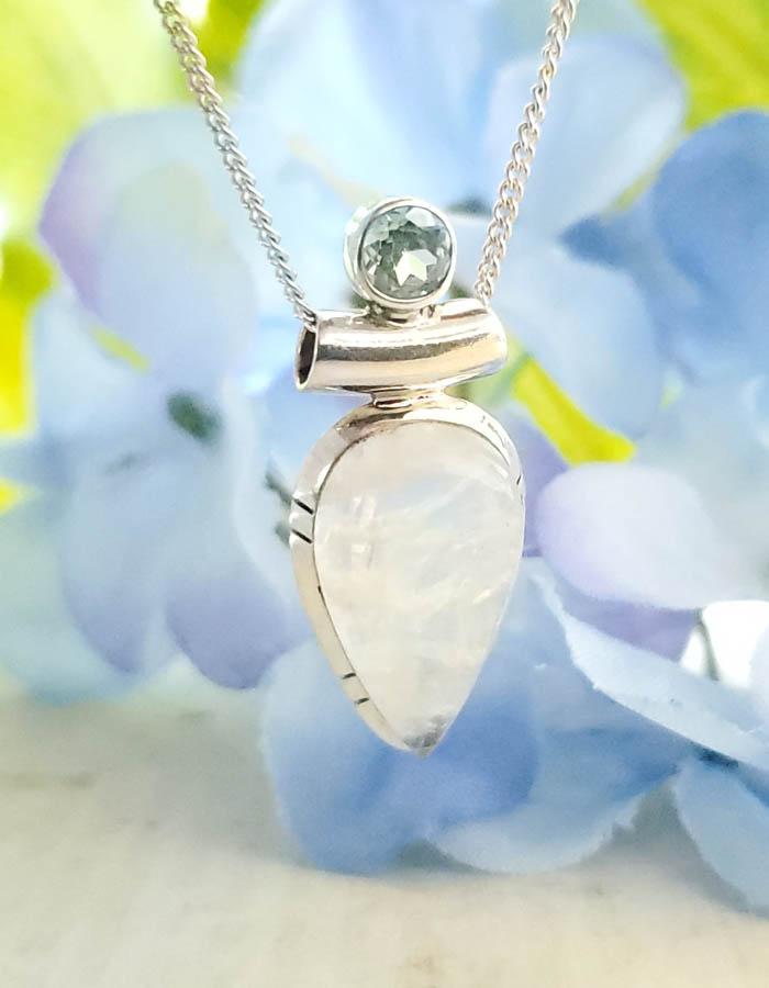 Sterling Silver Rainbow Moonstone Necklace (1 of 4)