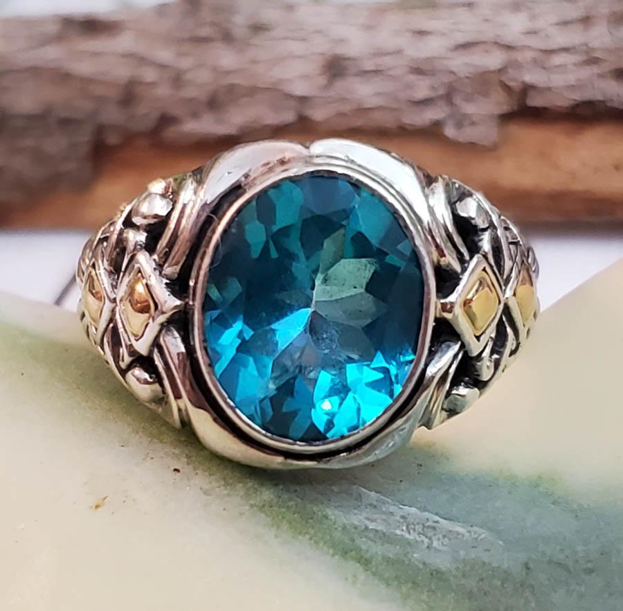 ROBERT MANSE 18k and Sterling Spinel Ring Sz 7 (1 of 6)