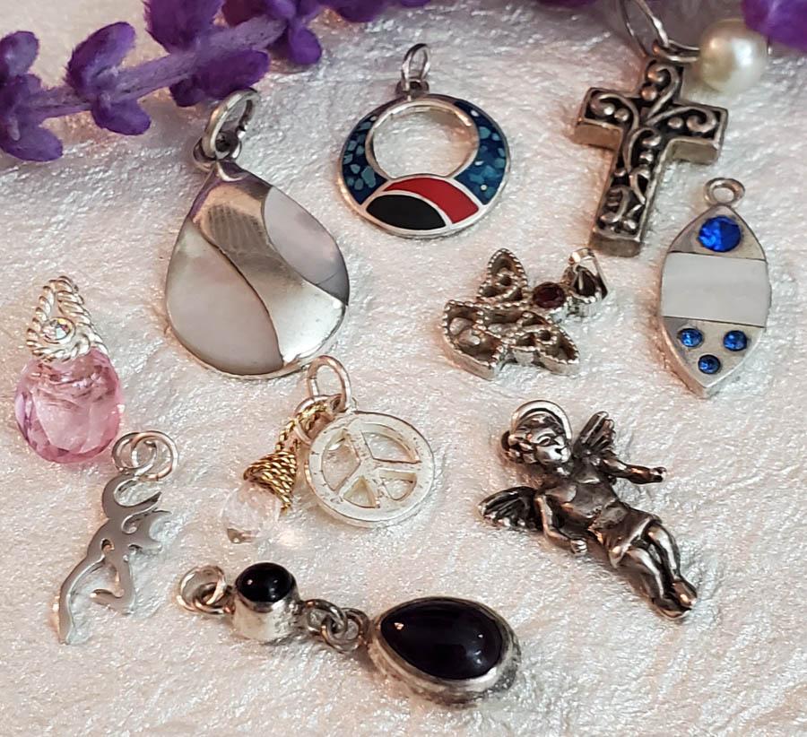 10 pc Sterling and Silver Charm or Pendant Lot (1 of 4)