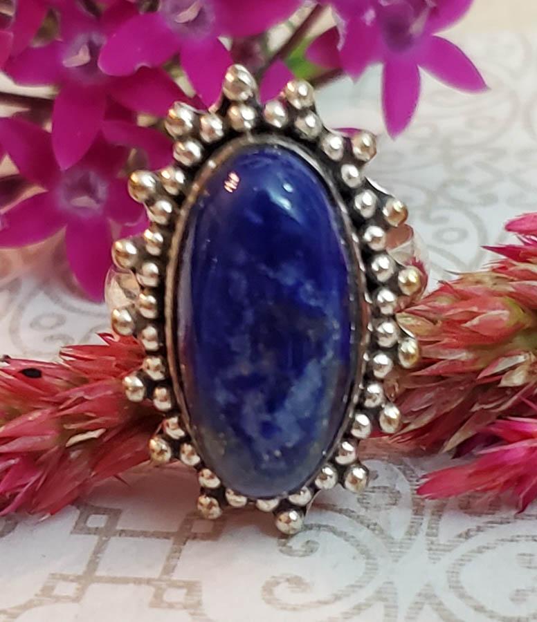 Large Lapis Lazuli Sterling Ring sz 7.5 (1 of 5)