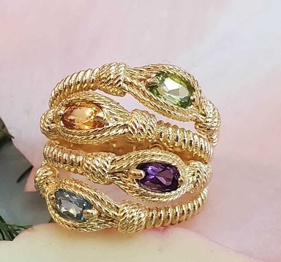 14k Gold over Sterling Gemstone Ring Sz 7 (1 of 6)