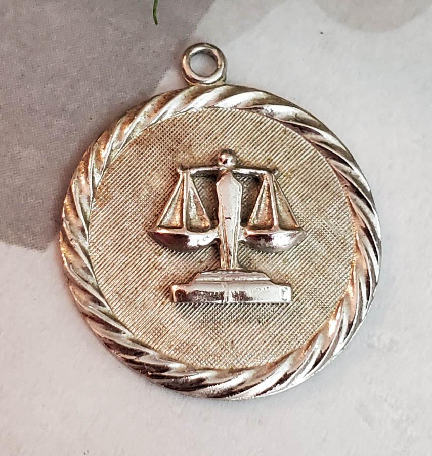 Vtg Sterling Justice Balance Scale Pendant (1 of 4)