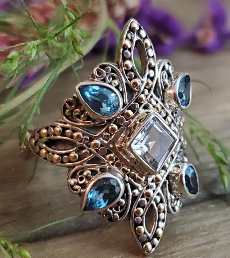 ROBERT MANSE 18k and Sterling Topaz Ring Sz 7 (1 of 6)