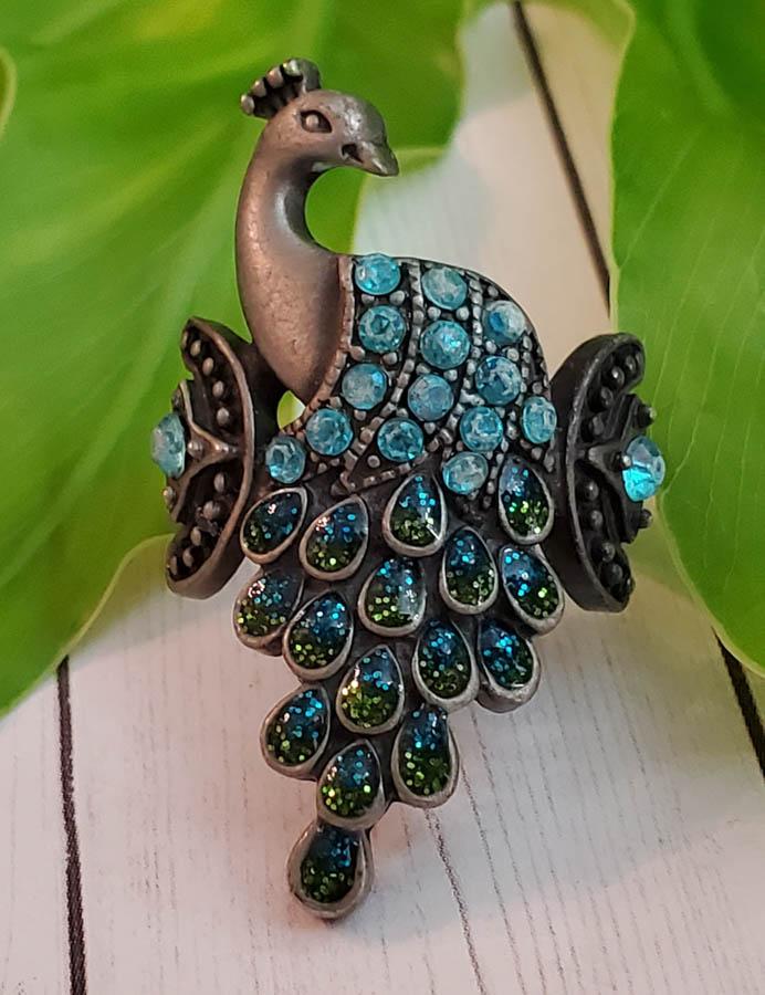 Rhinestone Peacock Ring Sz 8 (1 of 4)