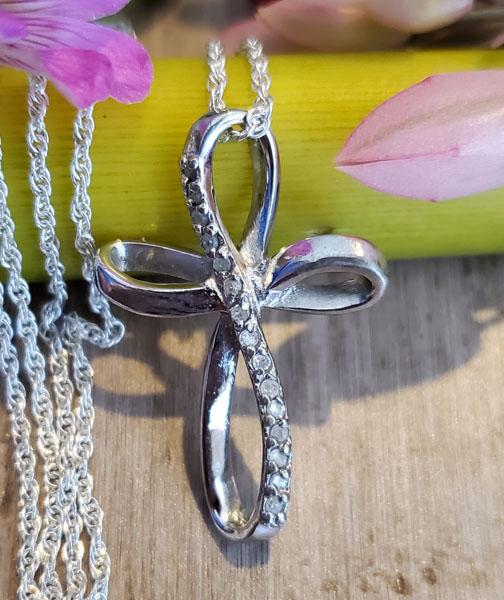 Sterling Silver Diamond Cross Necklace (1 of 8)