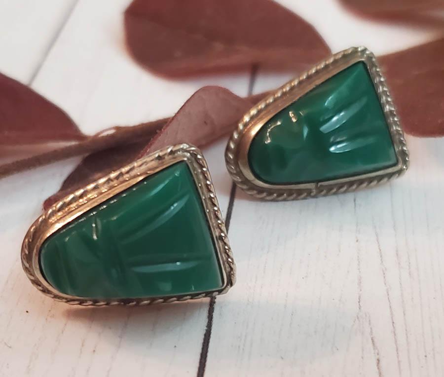 Vintage Carved Sterling Silver Earrings (1 of 5)