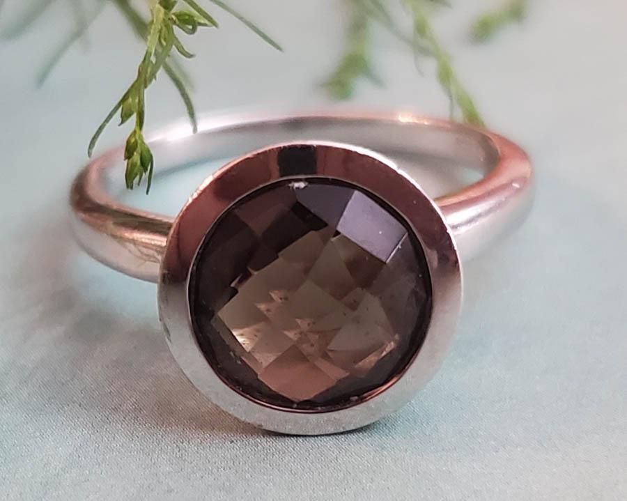 Sterling Silver Smokey Quartz Ring Sz 9 (1 of 5)