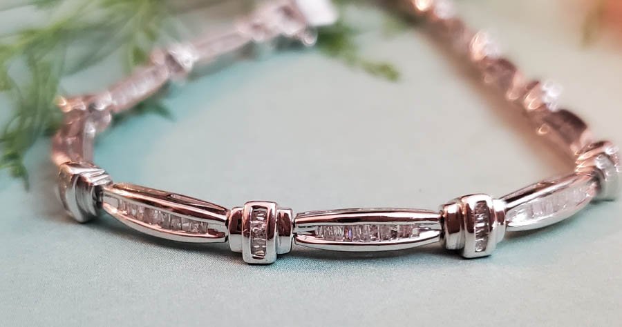 1ct tw Baguette Diamond Sterling Bracelet (1 of 8)