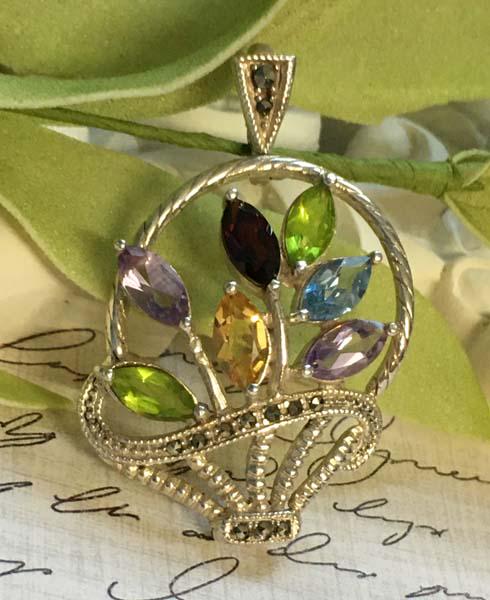 Sterling Silver Flower Basket Pendant (1 of 5)