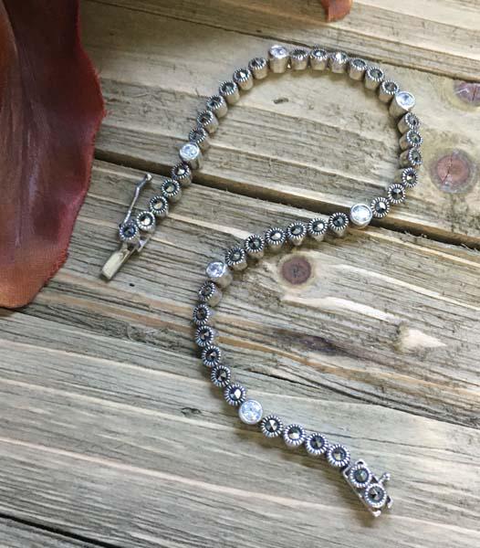Sterling Silver Marcasite & CZ Bracelet (1 of 6)