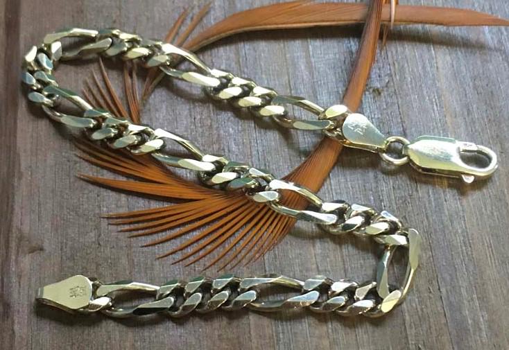 Italian Vermeil Sterling Figaro Chain Link Bracelet (1 of 3)
