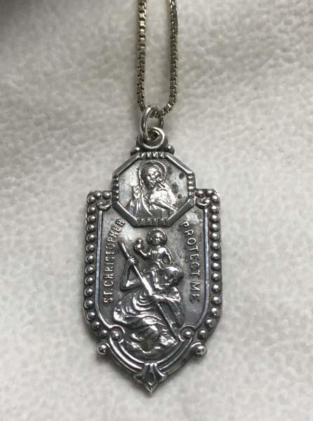 Sterling St. Christopher Protect Us Necklace (1 of 3)