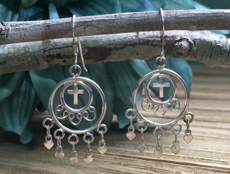 Sterling Silver Cross Dangle Earrings (1 of 4)