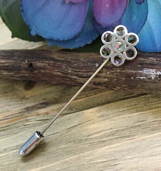 Sterling Silver Stick Pin: Item Details: sterling silver abalone stick pin Measurement: 56.4mm length, 12mm width Hallmarks & Stamps: Mexico 925 Weight in grams: 2 grams Shipping Time: Usually 2-5 Business Days Shipping Rates: