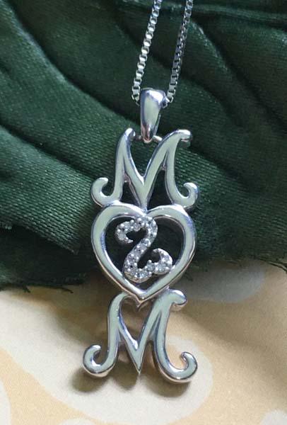 Sterling Silver Open Heart Diamond Mom Necklace (1 of 4)