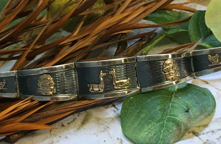 Peruvian Sterling Silver & 18K Gold Bracelet (1 of 8)