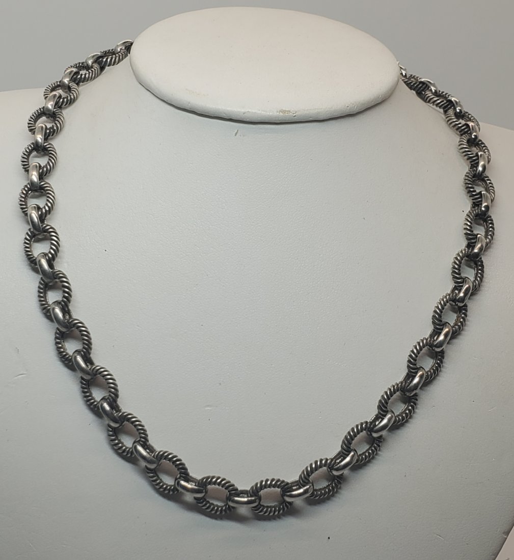 Signed Heavy Cable David Yurman Style Necklace (1 of 7)