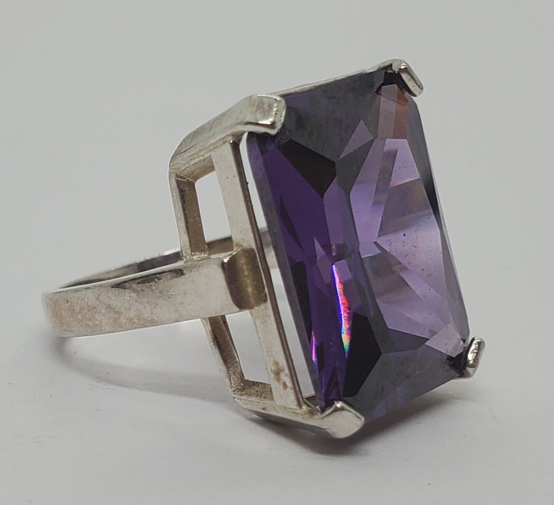 Large Amethyst Sterling Silver Ring (1 of 5)