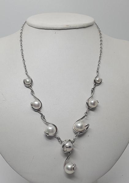 Sterling Silver Lariat Drop Pearl Necklace (1 of 8)