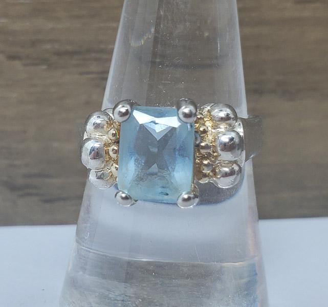 Sterling Silver and Vermeil Sky Blue CZ Ring (1 of 4)