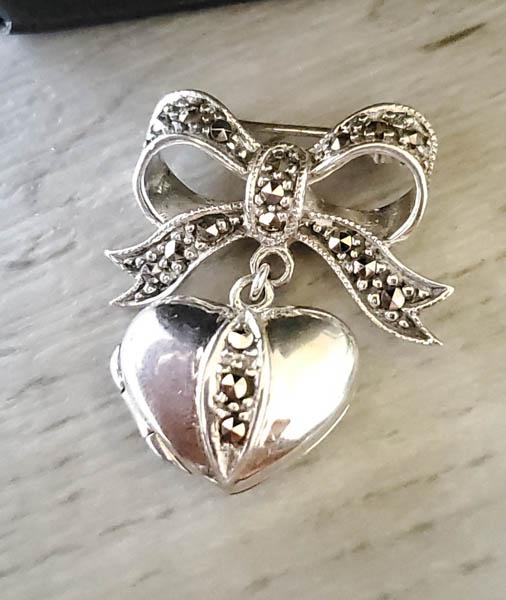 Sterling Silver Locket Brooch (1 of 5)