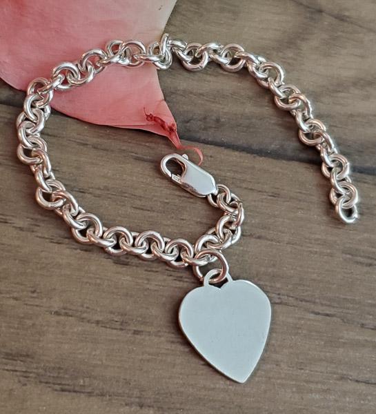 Sterling Silver Heart Link Bracelet (1 of 4)