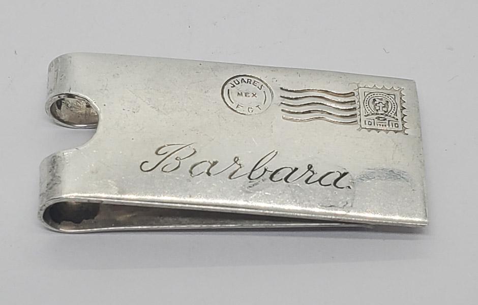 Vintage Mexico Sterling Letter to "Barbara" Money Clip (1 of 4)