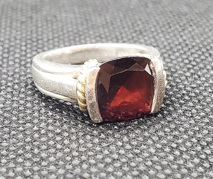 18K Gold and Sterling Garnet Ring (1 of 5)