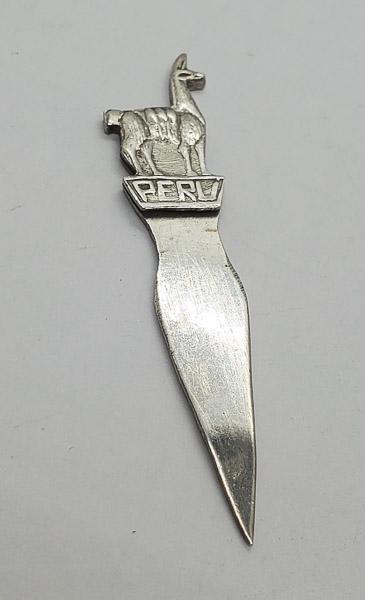 Signed MF Sterling Peru Small Lama Letter Opener: Item is 2.12 inches long and is believed to be a small letter opener. Shipping Time: Usually 2-5 Business Days Shipping Rates: Shipping rates start at $15 (US Only) for 2-3 Day Priority Mail, contact 