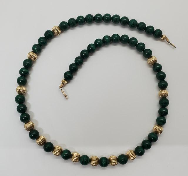 14k Gold and Malachite Beaded Necklace (1 of 4)