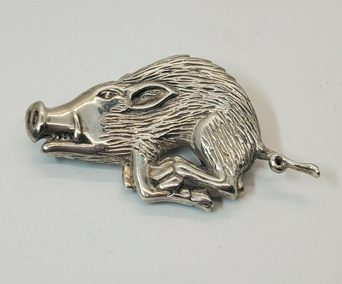Arizona Razorbacks Sterling Go Hogs Brooch or Pendant: Has a 27.5mm drop and is 49.5mm wide Shipping Time: Usually 2-5 Business Days Shipping Rates: Shipping rates start at $15 (US Only) for 2-3 Day Priority Mail, contact us for our first-class rates. Com