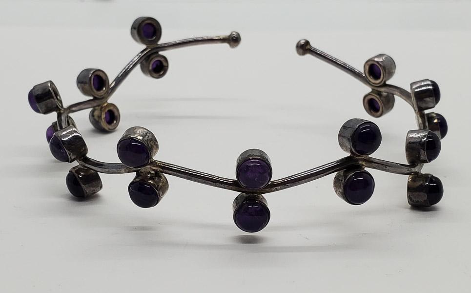 Sterling and Amethyst Artisan Arm Bracelet (1 of 4)