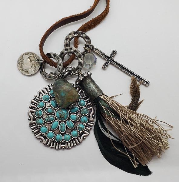 Large Leather Cord Fashion Necklace: Is currently at 38 inches long but is adjustable. Shipping Time: Usually 2-5 Business Days Shipping Rates: Shipping rates start at $15 (US Only) for 2-3 Day Priority Mail, contact us for our first-cla