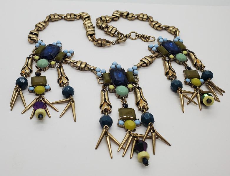 Large Resin Rhinestone Bib Necklace (1 of 4)