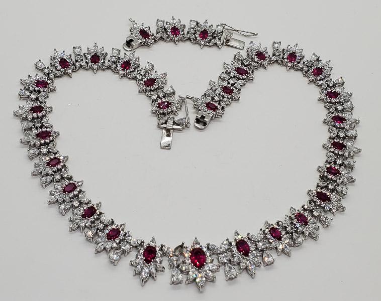 Large Sterling Silver Ruby Statement Necklace (1 of 7)