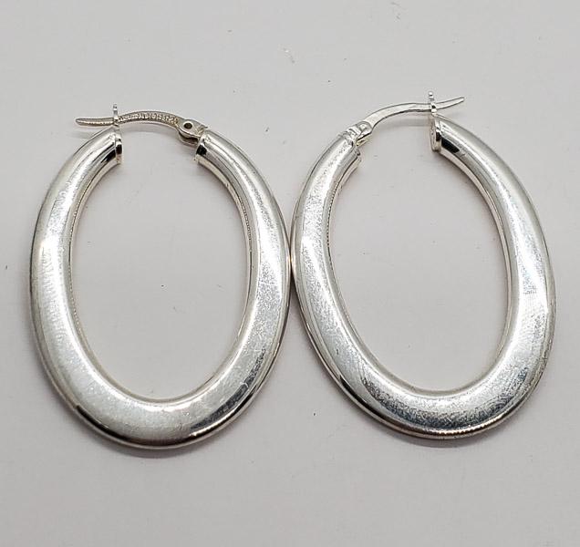 Signed Turkish Sterling Silver Hoop Earrings: Have a 38.5mm drop and are 3.5mm wide. Signed Turkey, DGS, 925. Shipping Time: Usually 2-5 Business Days Shipping Rates: Shipping rates start at $15 (US Only) for 2-3 Day Priority Mail, contact us for