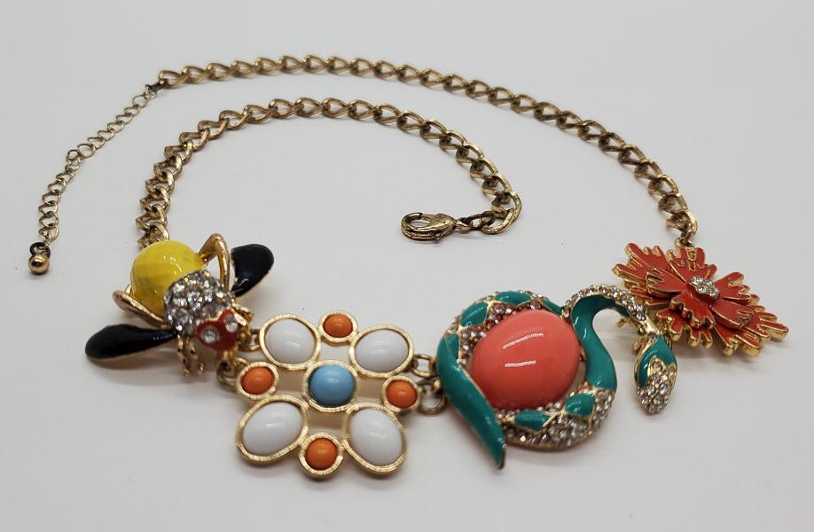 Enamel and Rhinestone Necklace: Necklace is 19 to 22 inches long. Shipping Time: Usually 2-5 Business Days Shipping Rates: Shipping rates start at $15 (US Only) for 2-3 Day Priority Mail, contact us for our first-class rates. Combin