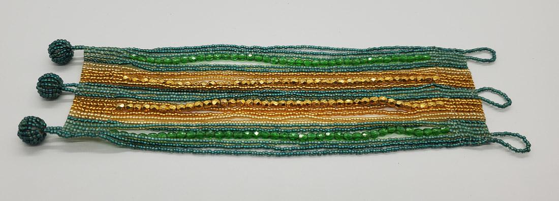 Green Blue and Gold Seed Bead Bracelet (1 of 3)