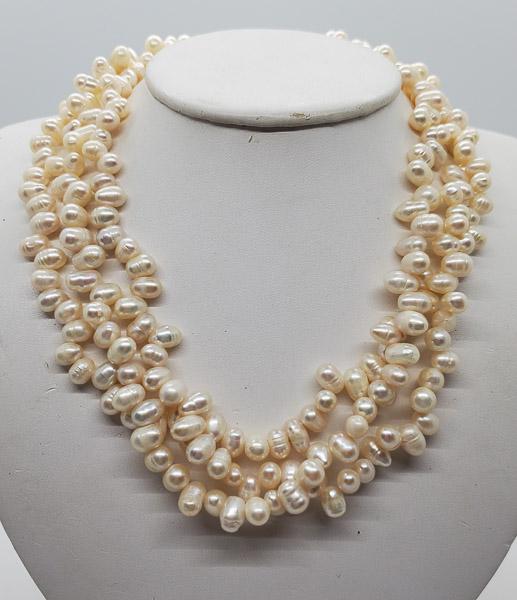Heavy 3 Strand Sterling  Pearl Necklace (1 of 4)