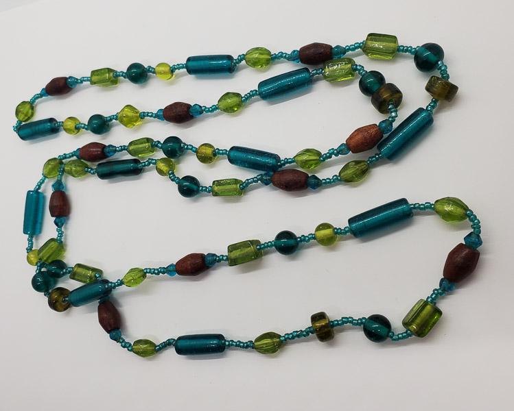 Vintage Art Glass and Wood Necklace (1 of 4)