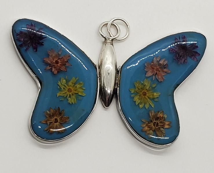 Sterling Dried Flower Butterfly Pendant (1 of 3)