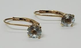 14k Gold Light Blue Tourmaline Earrings: They have a 15.5mm drop and stone is appx 5mm round. Stamped 14k and tested. Shipping Time: Usually 2-5 Business Days Shipping Rates: Shipping rates start at $15 (US Only) for 2-3 Day Priority Mail, c