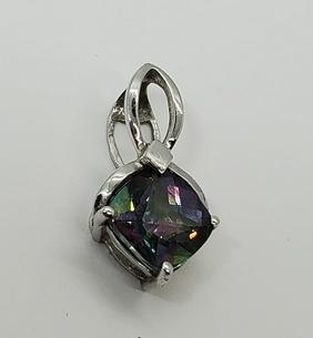 14k White Gold 8mm Mystic Topaz Pendant (1 of 4)
