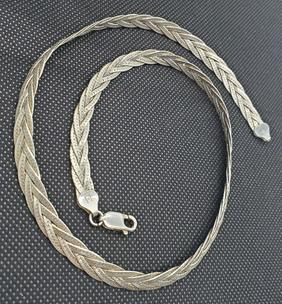 Signed Italian Sterling Braided Herringbone Chain (1 of 3)