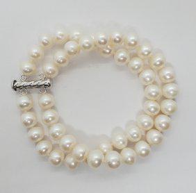 Sterling Silver 8mm Genuine Pearl Bracelet (1 of 3)